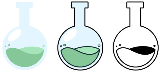 Flask, beaker with liquid icon for science, technology, discover, health, chemistry, test, business, pharmaceutical, experiment, advancement. Vector illustration with editable stroke