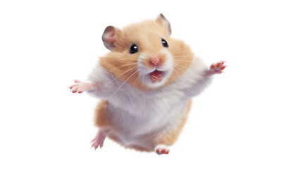 flying hamster isolated on transparent background cutout