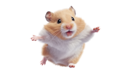 flying hamster isolated on transparent background cutout