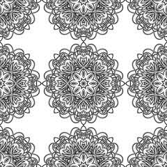 Ornament in ethnic style. Seamless pattern with abstract shapes. Repeat design for fashion, textile design