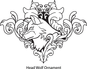 Art Vector Head Wolf With Ornament Good For Logo and Ornament