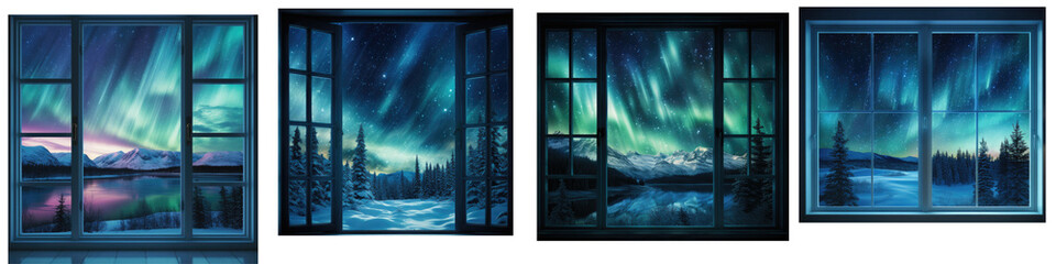 Northern Lights Window Decal Hyperrealistic Highly Detailed Isolated On Transparent Background Png File