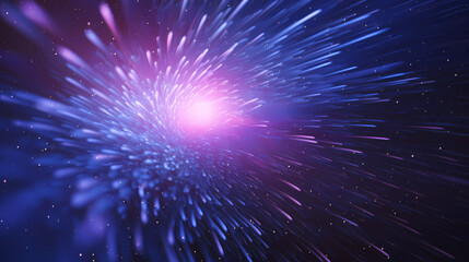 Obraz premium Colorful shiny blue and pink particles. Abstract holiday background. Fantastic light effect. Digital fractal art. 3d rendering.