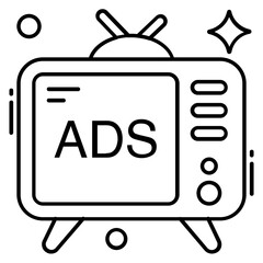 Modern design icon of tv ad