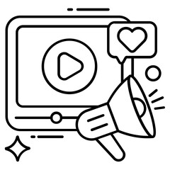 Editable design icon of video marketing 