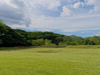 Fototapeta premium SAN ANDRÉS ARCHAEOLOGICAL PARK Mayan ruin site in El Salvador green space