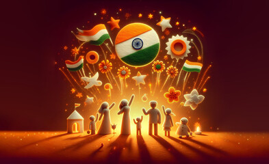 Obraz premium Indian Republic Day scene AI-sewn art
