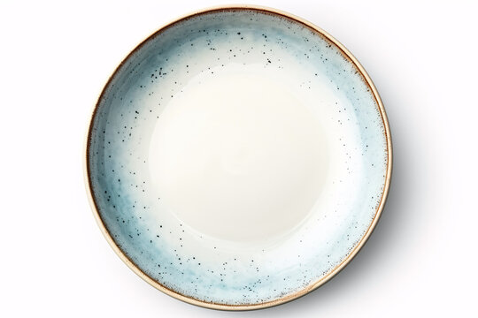 A cerulean plate, unoccupied, on a pristine background.