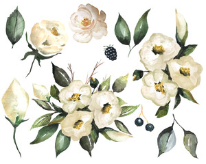 Obraz premium Wedding Flowers Watercolor clipart