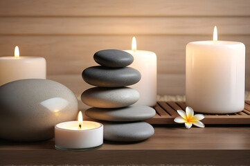 Obraz na płótnie Canvas Spa treatment aromatherapy with candles, Stones and flowers for relax wellness.