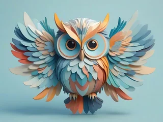 Rolgordijnen a owl abstract vector on blue background © Creative Stroke