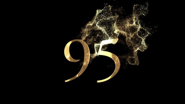 Golden number 95 from particles, numbering, ninety-five, golden numbers, alpha channel