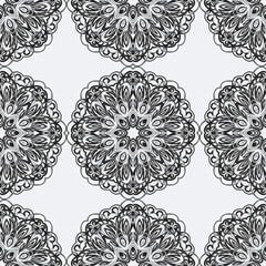 Beautiful seamless pattern with snowflake circle. Vector illustration. Winter background for Christmas or New Year design.
