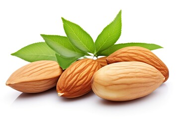 Almond raw piece. Almond full macro shoot nuts healthy food ingredient on white isolated. Almond Clipping path