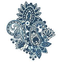 Vector Floral isolated pattern with paisley ornament.