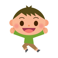 ジャンプしている笑顔の子供