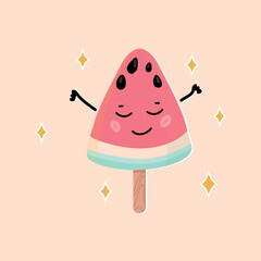 cute watermelon ice cream illustration