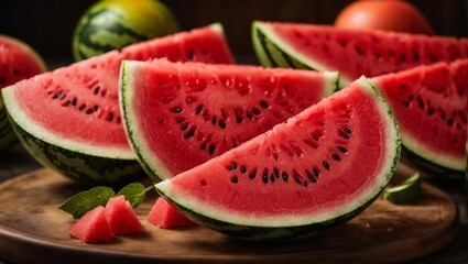 Slices of Watermelon on a Cutting Board