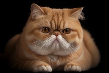 Obraz premium Portrait of a cute cat looking away. Exotic Shorthair cat breed