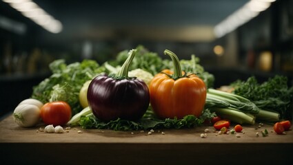 A Pile of Vegetables Sitting on Top of a Wooden Table