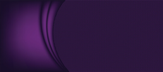 Abstract vector purple technology background with hexagon carbon fiber grid - obrazy, fototapety, plakaty