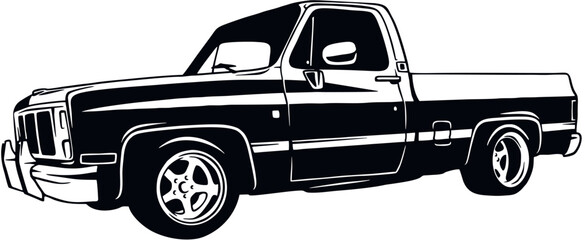 Pickup Truck, Muscle car, Classic car, Stencil, Silhouette, Vector Clip Art - Truck 4x4 Off Road - Off-road car for tshirt and emblem © Natalya