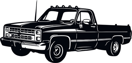Pickup Truck, Muscle car, Classic car, Stencil, Silhouette, Vector Clip Art - Truck 4x4 Off Road - Off-road car for tshirt and emblem