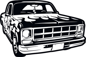 Pickup Truck, Muscle car, Classic car, Stencil, Silhouette, Vector Clip Art - Truck 4x4 Off Road - Off-road car for tshirt and emblem