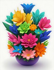 Flowers abstract 3d vector on light background