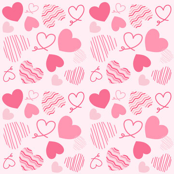 seamless pattern of hearts, valentine, Valentine&rsquo;s Day, love for background, print, paper wrap