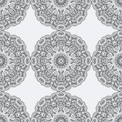 Seamless pattern of snowflakes doodle. Winter holiday decoration in sketch style. Hand drawn vector illustration