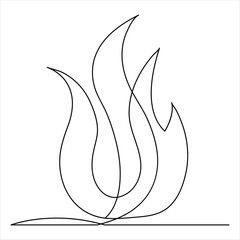 Bonfire line art drawing continuous outline vector illustration symbol design minimalist