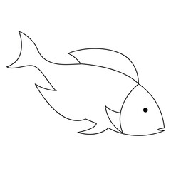 Fish continuous one line art drawing illustration hand drawn sketch style outline vector