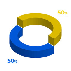 50 50 3d donut pie chart illustration eps vector
