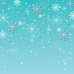 Snowfall snowflakes. Christmas greeting card. Winter vector illustration