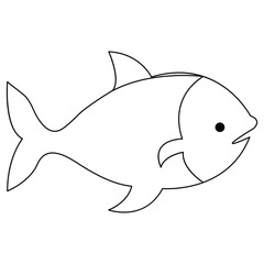Fish continuous one line art drawing illustration hand drawn sketch style outline vector