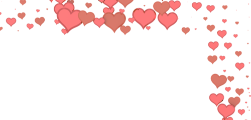 hearts on a transparent background. 3D rendering. for valentine's day and wedding. PNG Rain from hearts.