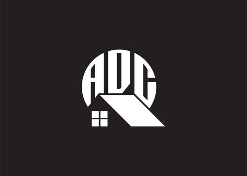 Real Estate Letter ADC Monogram Vector Logo.Home Or Building Shape ADC Logo