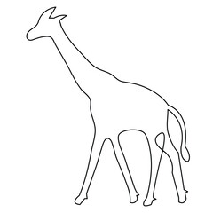 Giraffe continuous one line hand drawing animal symbol and outline vector icon illustration 