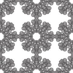 seamless floral pattern. Black and white background with abstract plants silhouette