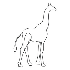 Giraffe continuous one line hand drawing animal symbol and outline vector icon illustration 