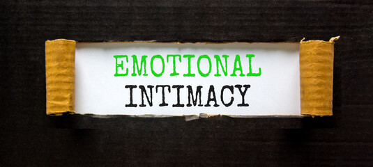 Emotional intimacy symbol. Concept words Emotional intimacy on beautiful white paper. Beautiful black paper background. Psychology emotional intimacy concept. Copy space.
