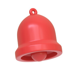 Red bell icon isolated on white background. 3D icon, sign and symbol. Cartoon minimal style. 3D Render Illustration
