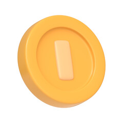 Obraz premium Gold coin from the game Mario isolated on white background. 3D icon, sign and symbol. Cartoon minimal style. 3D Render Illustration