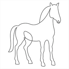 Horse symbol continuous single line hand drawing animal and outline vector minimalist design
