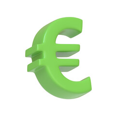 Obraz premium Green euro sign isolated on white background. 3D icon, sign and symbol. Cartoon minimal style. 3D Render Illustration