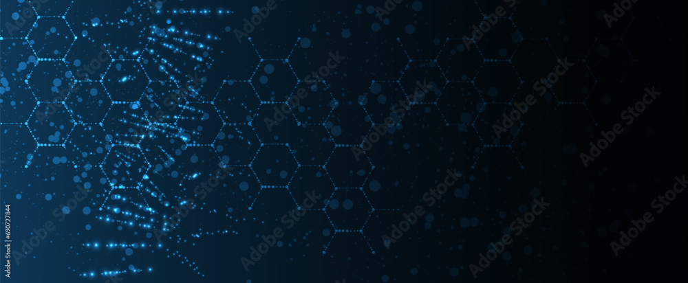 Wall mural abstract artificial intelligence dna technology. science and social concept. futuristic connection s