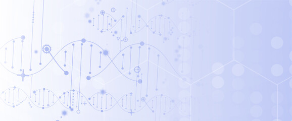 Abstract artificial intelligence DNA technology. Science and social concept.  Futuristic connection structure with cell background