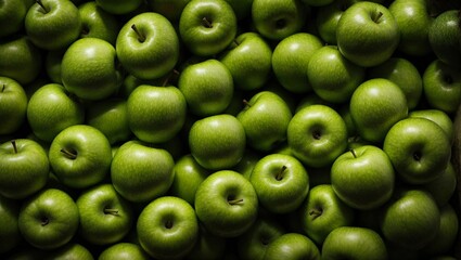 A Colorful Stack of Fresh Green Apples