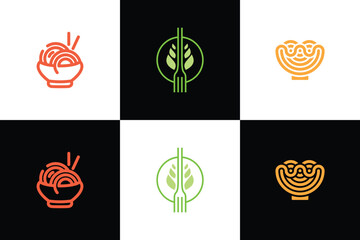 Noodle restaurant and food logo collection - obrazy, fototapety, plakaty